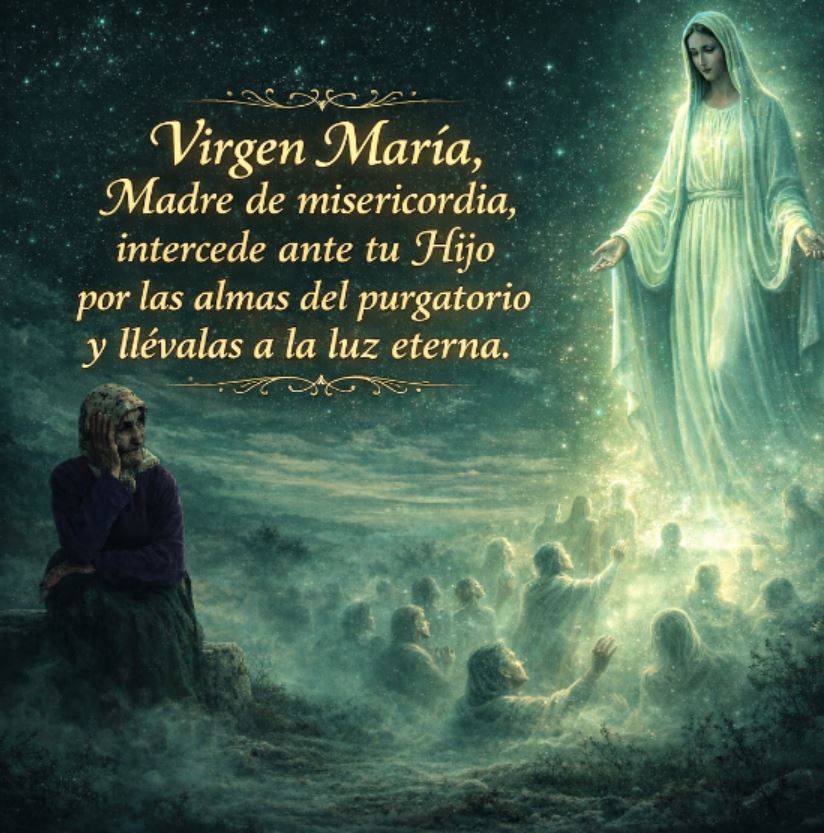 VIRGEN MARIA INTERCEDE POR LAS  ALMAS DEL PURGATORIO