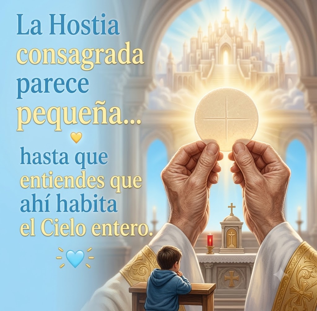 La hostia consagrada parece pequeña...hasta que entiendes que ahi habita el cielo entero